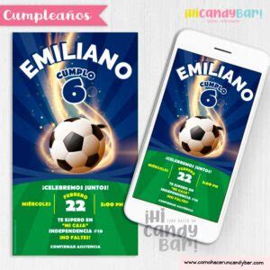 Invitación Digital Futbol Como hacer un Candy bar Tienda de Kits e