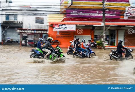 Flood After Heavy Rain In Sriracha Chonburi Thailand Editorial Image