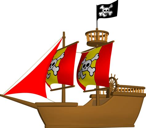 Navio Pirata Velas Vermelhas PNG Transparente StickPNG