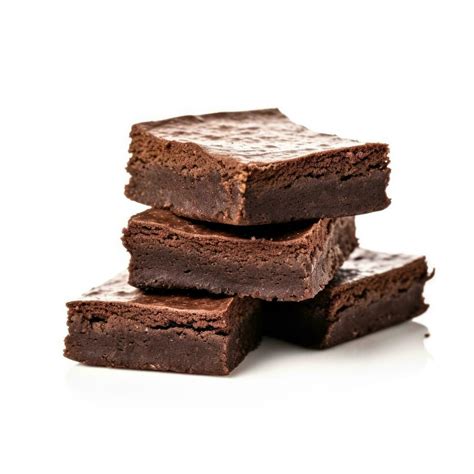 Delicious Brownies Isolated On White Background Stock Photo At