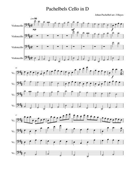 Pachelbel S Canon For 4 Cellos Sheet Music For Cello Download Free In Pdf Or Midi