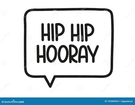 Hip Hip Hooray Inscription Handwritten Lettering Illustration Black