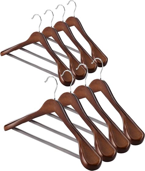 Amazon AMKUFO Wide Shoulder Wooden Hangers 8 Pack Coat Hangers