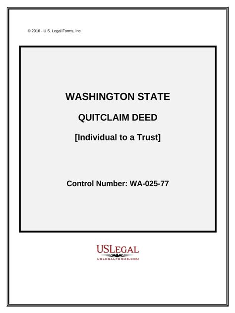 Quitclaim Deed From An Individual To A Trust Washington Form Fill Out And Sign Printable Pdf