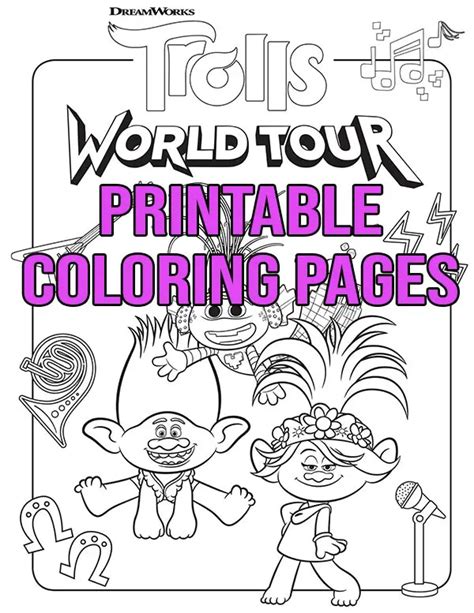 Free Printable Trolls World Tour Coloring Pages Activities