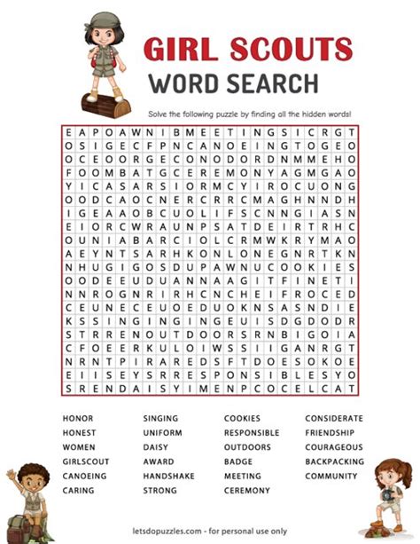 Girl Scout Word Search Puzzles