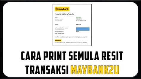 Cara Dapatkan Semula Resit Transaksi Maybank2u Youtube