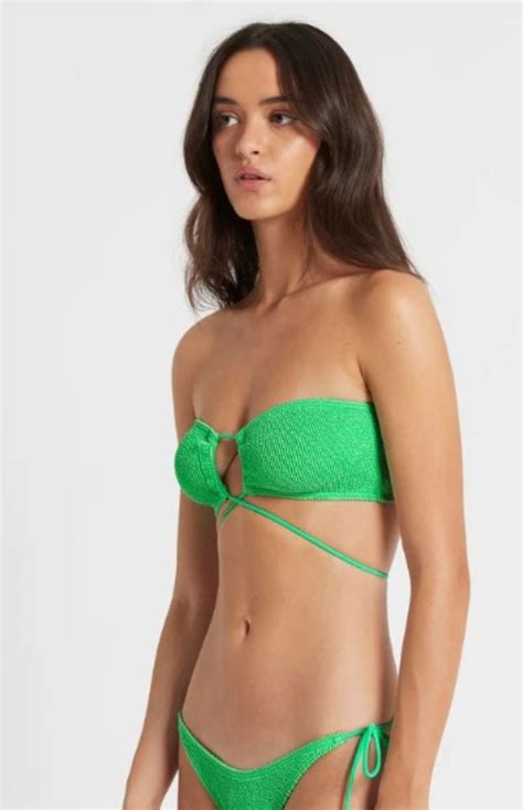 Margarita Bandeau Pablo Brief Bikini Set Green Bond Eye