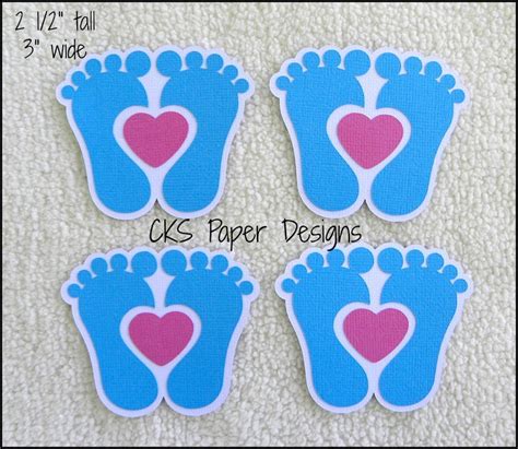 Die Cut Baby Feet Girl Or Boy Scrapbook Page Embellishments Etsy