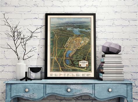 Map Of The New York World S Fair Home Deco Style Old Wall Etsy