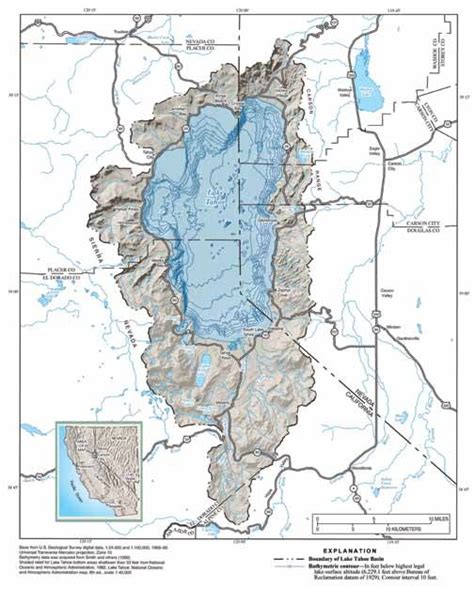 1 Plan View Of The Lake Tahoe Basin Illustrating Select Hydrologic And Download Scientific