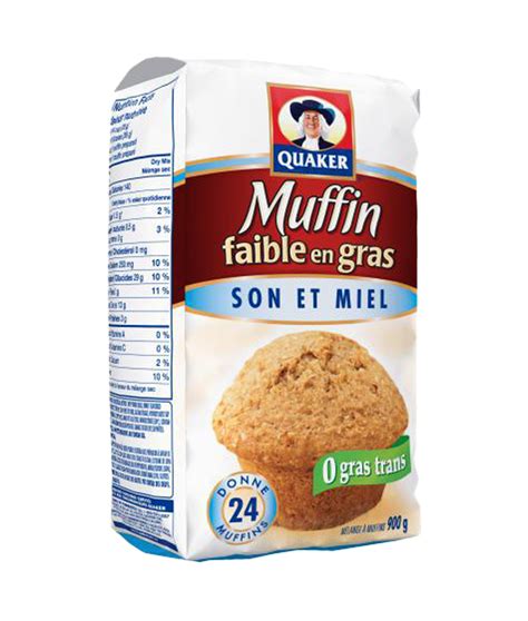 Quaker Quaker Mélange à muffins faible en gras Son et miel Tasty