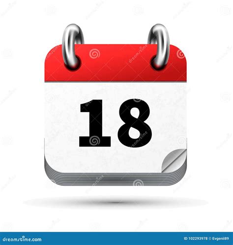 Bright Realistic Icon Of Calendar With Th Date Isolated On White