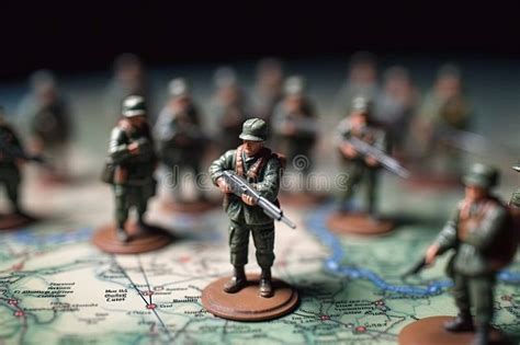 Toy Soldiers on Map of Countries for Strategy and Planning of Military ...