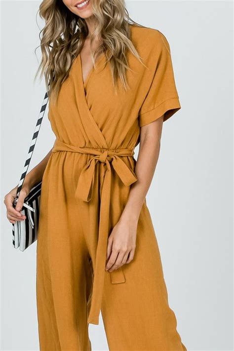 Mustard Waist Tie Jumpsuit Mustard Jumpsuit Jumpsuit Clothes