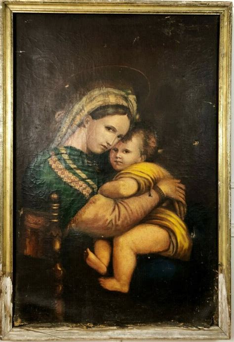 Huile Sur Toile Du Xviiie Repr Sentant La Vierge L Enfant Bolezart