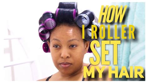 Roller Set On Relaxed Hair At Home Youtube