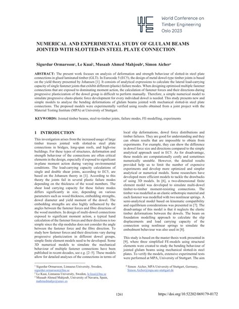 PDF NUMERICAL AND EXPERIMENTAL STUDY OF GLULAM BEAMS JOINTED WITH