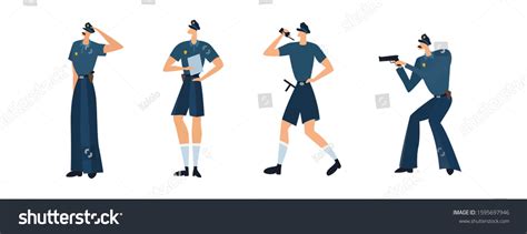 Set Different Men Police Officers Police Stock Vector Royalty Free