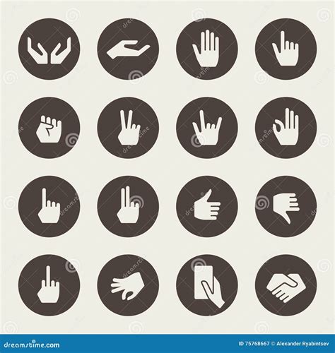 Hands Gestures Flat Pictograms Set Cartoon Vector CartoonDealer