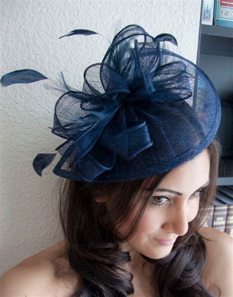 Navy Blue Fascinator Penny Mesh Hat Fascinator With By Eyeheartme