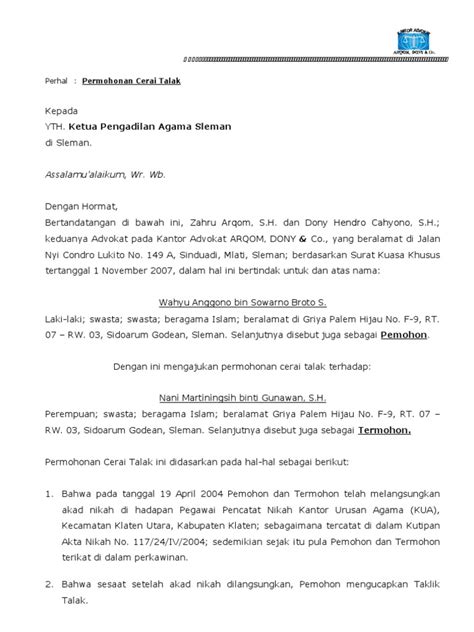 Halaman Unduh Untuk File Surat Permohonan Cerai Talak Yang Ke