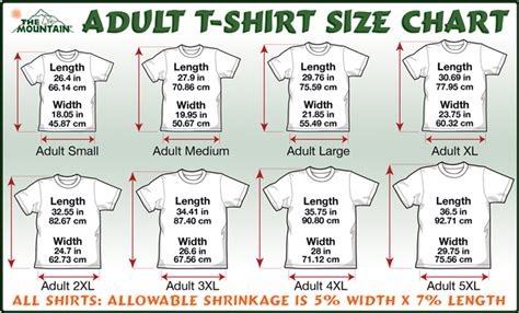 T Shirt Sizing