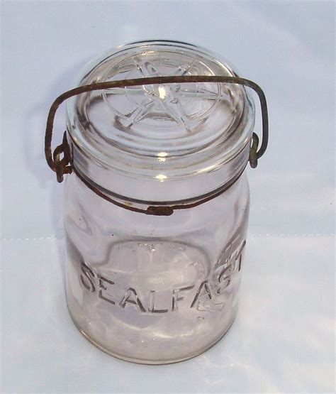 Vintage Foster Sealfast Clear Glass 1 Pint Wire Bail Canning Jar Fruit Jar Canning Jar Lids