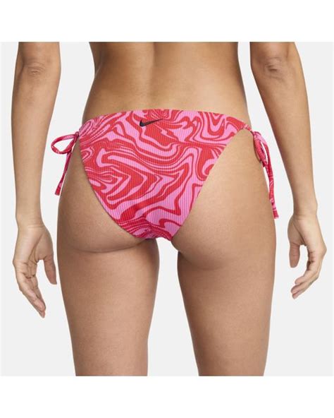 Nike Swim Swirl String Bikini Bottom In Pink Lyst