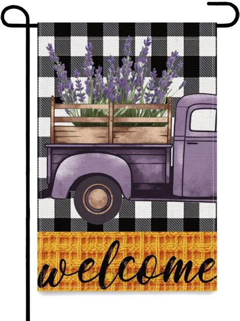 Hguan Welcome Spring Truck Decorative Garden Flag Red Roses Flowers