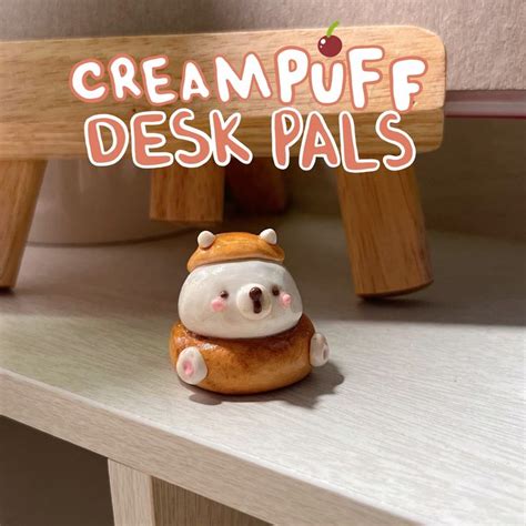 Handmade Polymer Clay Desk Pals Cream Puff Bear Jojo Clayy Etsy