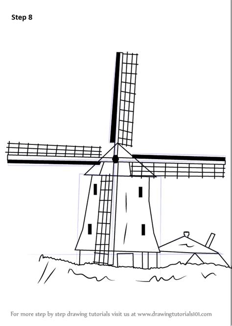 How to Draw a Windmill (Windmills) Step by Step | DrawingTutorials101.com