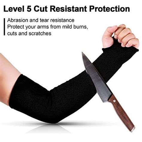 Pairs Level 5 Cut Resistant Sleeves With Thumb Hole 18 Inches Arm 6 Black Ebay