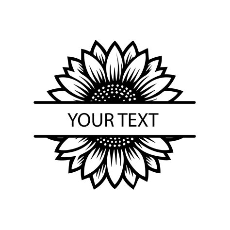 Half Sunflower Svg Sunflower Border Svg Split Sunflower Svg