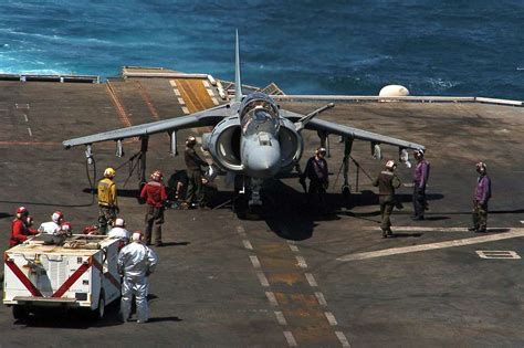 Marines Aboard The Amphibious Assault Ship USS Tarawa LHA 1 Prepare