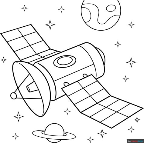 Satellite Coloring Page | Easy Drawing Guides