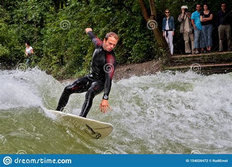 Munich Germany July Surfer In The City River Called