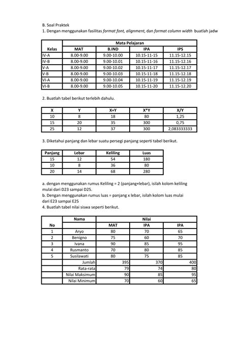 Soal Praktek Msexcel Pdf