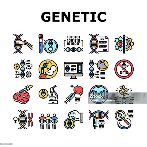 基因工程集合圖示設置向量插圖向量圖形及更多一組物體圖片 一組物體 人 健保和醫療 Istock