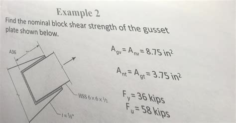 Solved Example 2 Find The Nominal Block Shear Strength Of