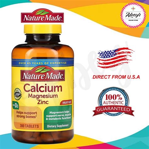 Nature Made Calcium Magnesium Zinc With Vitamin D Tablets