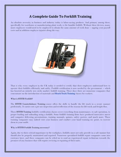 Ppt A Complete Guide To Forklift Training Powerpoint Presentation