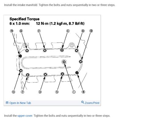 Torque Sequence And Specs For Lower Intake Manifold Intake Plenum