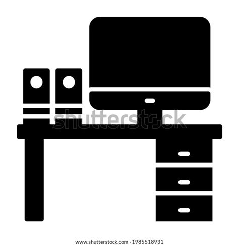 Glyph Design Icon Office Table Stock Vector Royalty Free 1985518931