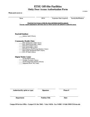 Fillable Online Etsu Onity Door Access Authorization Form Etsu Edu