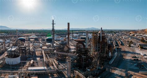 Aerial View Of Salt Lake City Oil Refineries Burning Coal Producing