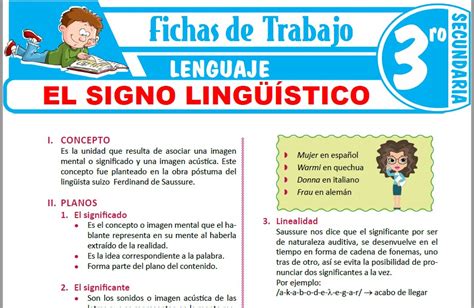 El Signo Ling Stico Para Tercero De Secundaria Fichas De Trabajo 157248