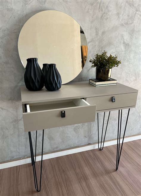 Aparador Dalí estilo industrial duas gavetas nude 90cm