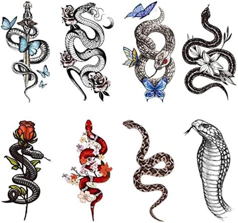 Amazon Tazimi Snake Temporary Tattoos Sheets Black Snake