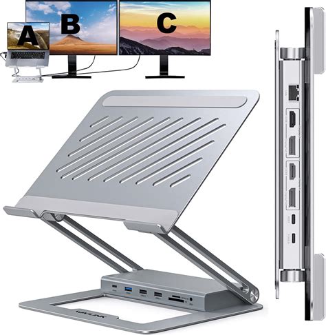 Laptop Docking Station Stand Dual 4K Monitor, QUUGE Dual HDMI Docking